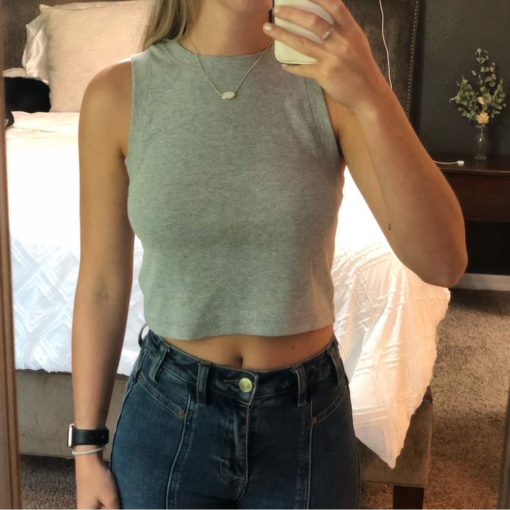 Ribbed Cotton Halter Crop Top